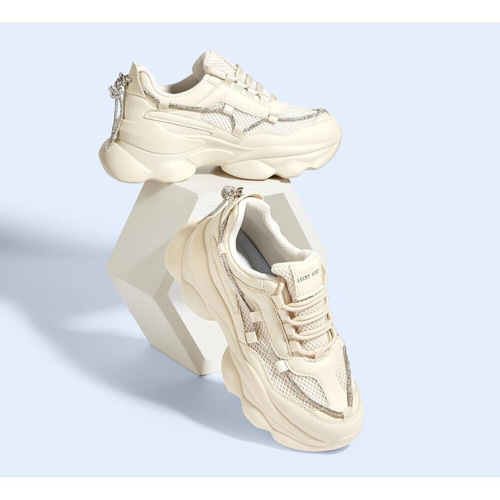 Women's 90s Chunky Sneakers Rope Platform Casual Thick Rave Walking Shoes Beige - Picture 5 of 9